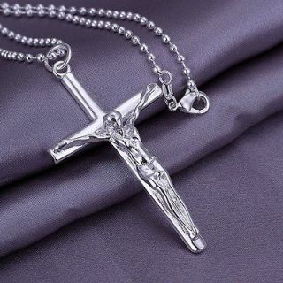 LEKANI Silver Jewelry Big Jesus Cross Pendant Beautiful Necklace