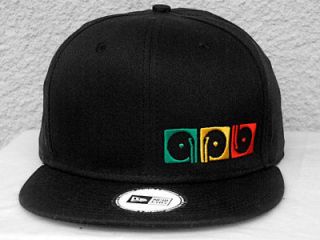 New Era Black Adjustable Flat Bill Snapback Snap Back Hat Cap Rasta DJ