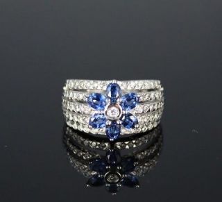 LeVian Floral Sapphire Band Ring with Diamonds