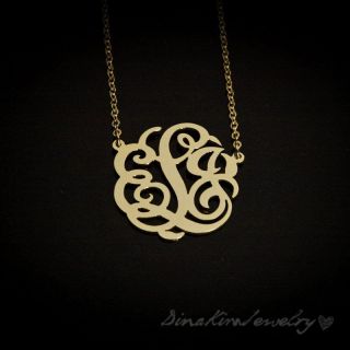 New Personalized Jewelry Silver 925 Monogram Initial Name Necklace 1