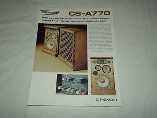 Pioneer CS A770 Speakers Catalog Brochure X Rare