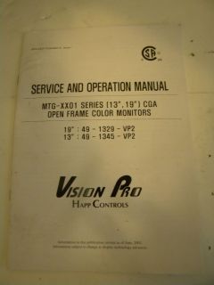 Vision Pro 19 13 Monitor Arcade Game Owners Service Operation