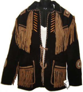 Mens Fringed Suede Western Indian Custer Jacket SASS SUPER QUALITY