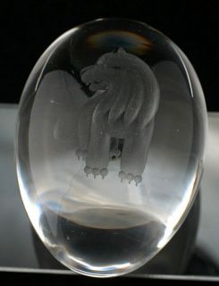 an Swedish Art Glass Leo Zodiac Egg Shaped Crystal Paperweight