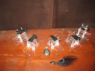 Vintage Wooden Fly lures Color Black 1960s RARE Heddon look alikes