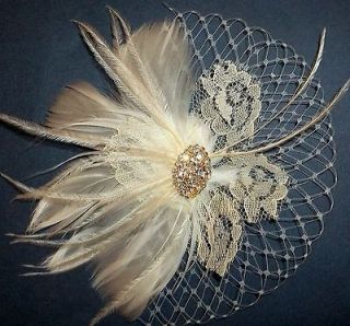 Ivory Vintage Lace Bridal Fascinator Wedding Hair Clip Accessory