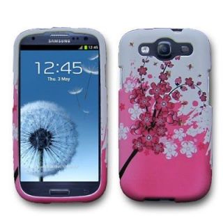 Pink Spring Flower Rubberized Design Cover Snap Hard Case Samsung