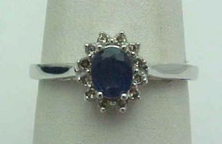 Carat Diamond Sapphire Ring Princess Diana 14k White Gold New In
