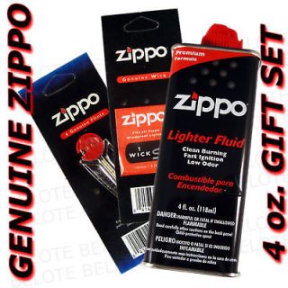 Zippo Gift Set 4 oz Fluid Fuel 1 Wick & 1 Flint Combo