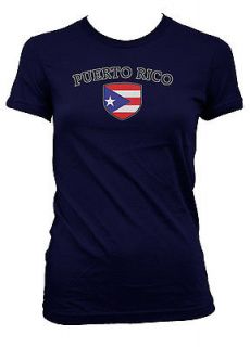 Puerto Rico Crest Flag Shield Juniors Girls Shirt Soccer Football