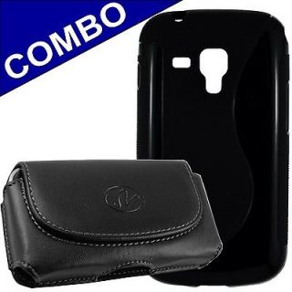 Galaxy S Duos S7562 Black jelly phone case protector + Oversized pouch