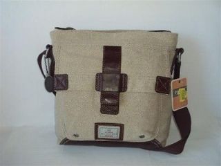 Fossil Mens Trail NS City Bag Canvas Khaki Shoulder Bag Messenger