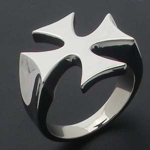 Steel Biker Ring High Polish Iron Cross Gift US Sizes 8 13 NEW