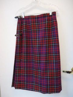 Red & Blue Tartan Plaid Pleated Kilt Skirt ~ HECTOR RUSSELL KILTMAKER
