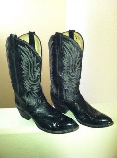 Dan Post Vintage Black EEL Skin Western Cowboy Boot Men 10.5 D Rare