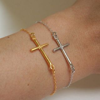 sterling silver sideways cross bracelet