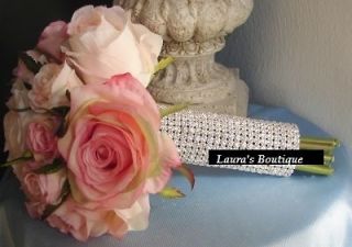 Silver Rhinestone Crystal Bouquet Holder Bling Wedding