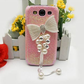 OC8 Glitter Bling Pink Case Big White Bow Cover for Samsung Galaxy