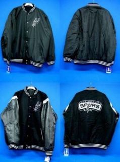 San Antonio Spurs Varsity Leather Jacket Reversible 5XL NBA Sleek