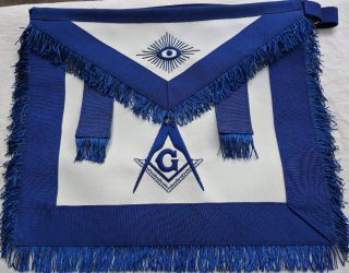HAND EMBROIDED MASONIC MASTER MASON APRON DAX 02 WITH TABS, BF