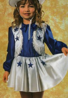 NEW SATIN Dallas CHEERLEADER COSTUMES CHILD SIZES Stars Fringe