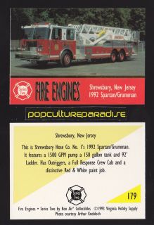 SPARTAN / GRUMMAN PUMPER TANKER FIRE TRUCK ENGINE CARD Shrewsbury, NJ