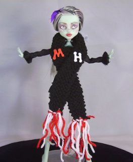 Hand Made Doll Clothes Black Lettermens Goth Scarf Monster High School