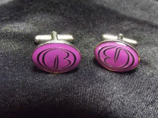 OZWALD BOATENG CUFFLINKS SILVER COLOURED PURPLE GOLD USED
