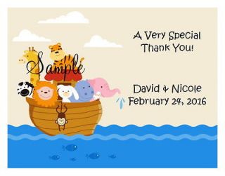 30 Personalized Cute Baby Shower Noahs Ark 2 Boat Animals Thank You