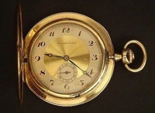 USA Pocket Watch Gold 14 kt (56´) Tavannes Watch Co Hunter Case