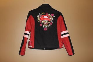 girl NASCAR Racing embroidered studs twill cotton jacket womens XS