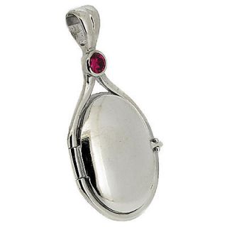 925 Sterling Silver Red CZ H2O Locket Just Add Water Mermaids Pendant