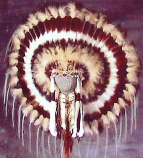Native American Navajo War Bonnet Headdress 36 diameter DESERT BROWN