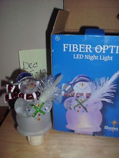 Roman Lights Fiber OPtic Christmas Snowman LED Night Light