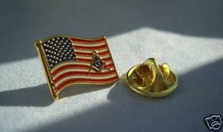 Masonic USA American Flag Lapel Pin and Pouch