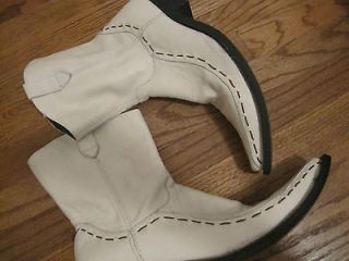 PERCO WHITE LEATHER MENS COWBOY WESTERN FASHION BOOTS POINT TOE ZIP