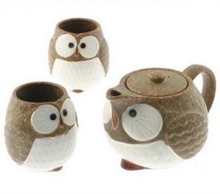 PCS Kotobuki Japanese Brown Owl Tea Gift Set w/Strainer #110 484