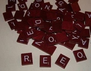 Deluxe Scrabble RED BURGUNDY Wood Game Tile / White Letter   PICK YOUR