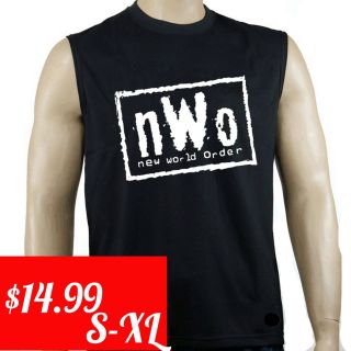 nWo White Logo Sleeveless Black Muscle T shirt New WCW