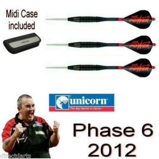phil taylor.black phase 6. PHASE 6 DARTS. complete set. with midi case