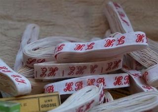 french embroidered ribbons Monograms vintage laundry labels with box