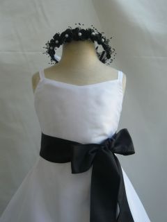 NEW WHITE BLACK WEDDING DAVIDS BRIDESMAID FLOWER GIRL DRESS 1 2 4 6 8