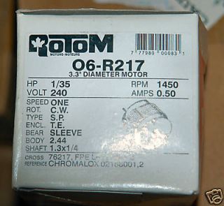 Rotom O6 R217   3.3 Motor   240 volt   1/35 HP