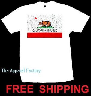 New Mens CALIFORNIA REPUBLIC FLAG White T Shirt S 3XL 