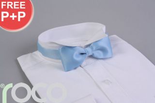 BOYS BABY BLUE BANDED DICKIE BOW TIE TUXEDO for suits