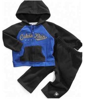 NWT Calvin Klein Designer Baby Boy Clothes Set Hoodie Black Blue 12 18