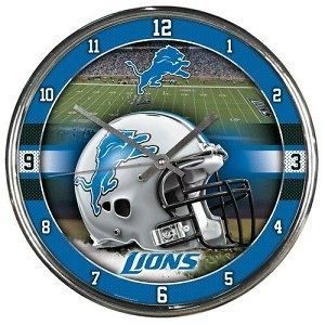 Detroit Lions Round Chrome Wall Clock
