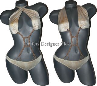 NEW SAUVAGE luxe designer monokini swimsuit macrame bikini M