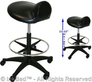 Tattoo Black Footrest Saddle Seat Stool Chair Ink Bed Salon Equipment