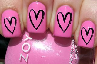 Nail WRAPS Nail Art Water Transfers Decals   Heart Outline   S156